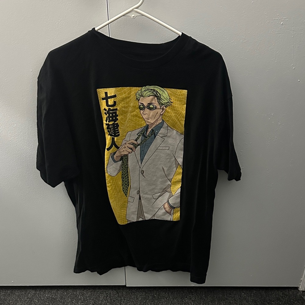 Stylish Black Graphic Tee with Anime Design